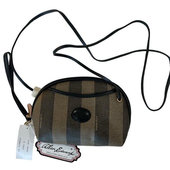 NWT Vintage Allan Edward 80s Half Moon Stripe Crossbody Purse 4 in 1 - Picture 2 of 12